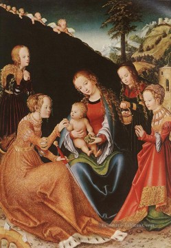 le Mariage Mystique de Sainte Catherine Lucas Cranach l’Ancien Peinture à l'huile